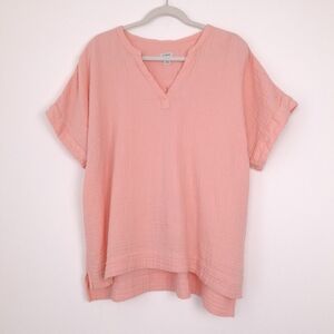 LL Bean Cloud Gauze Shirt Coral Quartz popover top coastal beach breathable pink